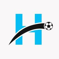calcio logo su lettera h con in movimento calcio icona. calcio logo modello vettore