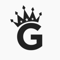 corona logo su lettera g lusso simbolo. corona logotipo modello vettore