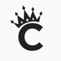 corona logo su lettera c lusso simbolo. corona logotipo modello vettore