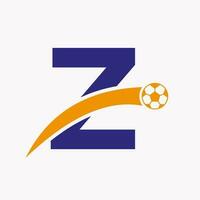 calcio logo su lettera z con in movimento calcio icona. calcio logo modello vettore