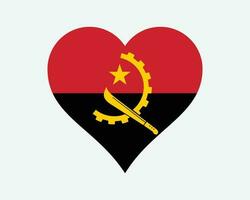 angola cuore bandiera. angolano amore forma nazione nazione nazionale bandiera. repubblica di angola bandiera icona cartello simbolo. eps vettore illustrazione.