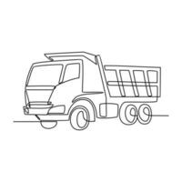 uno continuo linea disegno di camion come terra veicolo con bianca sfondo. terra mezzi di trasporto design nel semplice lineare stile. non colorazione veicolo design concetto vettore illustrazione