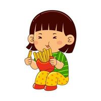 bambini mangiare veloce cibo vettore illustrazione