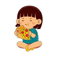 bambini mangiare veloce cibo vettore illustrazione