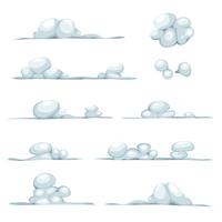 Cartoon Clouds, Smoke, Stone, Snow And Boulders Set vettore