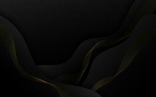 astratto pendenza nero e grigio banda Linee decorativo opera d'arte. overalpping con lusso d'oro Linee design sfondo. illustrazione vettore