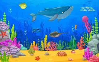 cartone animato subacqueo paesaggio, mare gioco scena livello vettore