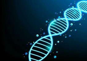 neon dna molecola su buio blu sfondo. astratto clinica genetico biotecnologia e scienza tecnologia vettore illustrazione.