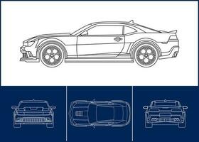 sport auto modello. mezzi di trasporto schema ictus modello. planimetria disposizione. avvolgere etichetta, aria spazzola, vinili, ricolorare progetto. vettore eps 10