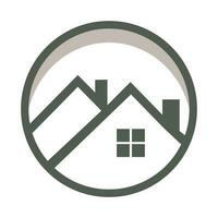 un' Casa logo con un' tetto e un' finestra vettore