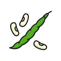 pisello baccello isolato legume fagiolo crudo cibo linea icona vettore