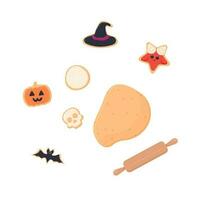 Halloween biscotti, cranio, strega, ragno ragnatela, zucca vettore