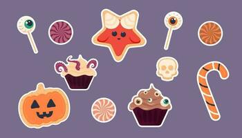 clipart adesivi, Halloween caramella, biscotto, zucca, Satana, pipistrello, ragno ragnatela vettore