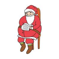 Santa Claus legge un' lettera mentre seduta su un' sedia isolato su bianca sfondo vettore
