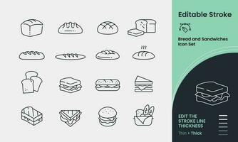 pane e panini icona collezione contenente 16 modificabile ictus icone. Perfetto per loghi, statistiche e infografica. modificare il spessore di il linea nel qualunque vettore capace app.
