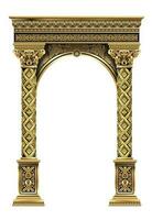 portale ad arco classico di lusso dorato con colonne vettore