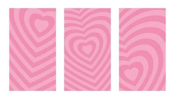 carino amore San Valentino storia impostato di 3. rosa sfondi per digitale manifesti, sociale media e Stampa vettore