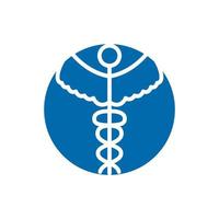 icona del blocco simbolo medico caduceo vettore