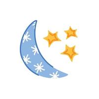 luna con stelle meteo simbolo isolato icona vettore
