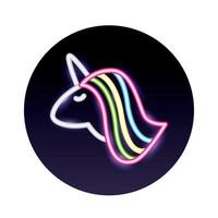 simpatica icona di stile con luci al neon unicorno vettore