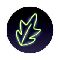 icona di stile della luce al neon della pianta delle foglie vettore
