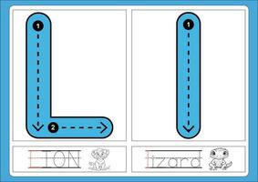 alfabeto esercizio con cartone animato vocabolario per colorazione libro illustrazione, vettore