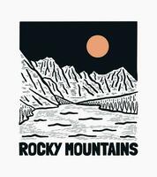 roccioso montagna all'aperto Vintage ▾ mano disegno vettore illustrazione o distintivo, etichetta, toppa, t camicia disegno, eccetera