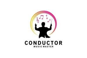 orchestra conduttore uomo silhouette logo disegno, coro conduttore vettore simbolo