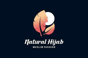 naturale musulmano moda hijab logo disegno, bellissimo velo per musulmano donne vettore