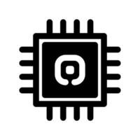 microchip icona. processore, centrale in lavorazione unità, computer processore, patata fritta simbolo nel cerchio. astratto tecnologia logo. semplice il giro icona isolato su bianca sfondo. creativo moderno vettore logo