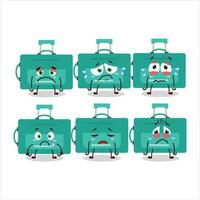 mini bagagli cartone animato personaggio con triste espressione vettore