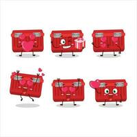rosso cassetta degli attrezzi cartone animato personaggio con amore carino emoticon vettore