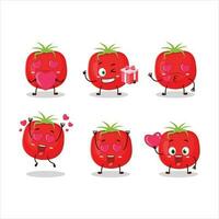 pomodoro cartone animato personaggio con amore carino emoticon vettore