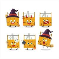 Halloween espressione emoticon con cartone animato personaggio di di legno cassetta degli attrezzi vettore