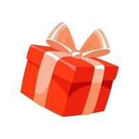 colorato rosso regalo scatola con arco, regalo, regalo. icona, illustrazione, vettore