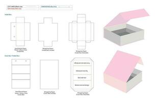 magnetico chiusura rigido scatola Dieline e pallido rosa 3d scatola per modello vettore