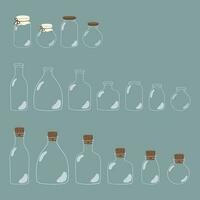 mano disegnato illustrazione impostato di bicchiere vaso contenitore con copertina coperchio vettore