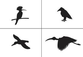 piatto design uccello silhouette impostato ,uccello, nero icona, uccello arte ,uccello tatto, vettore