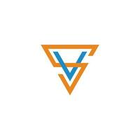 lettera sv semplice linea colorato design triangolo logo vettore