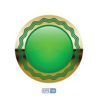 3d oro telaio lusso verde cerchio distintivo, etichetta. vettore