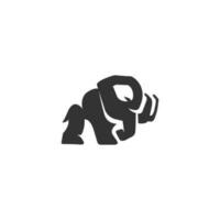 mammut elefante logo vettore icona illustrazione, mammut antico animale linea logo portafortuna design.