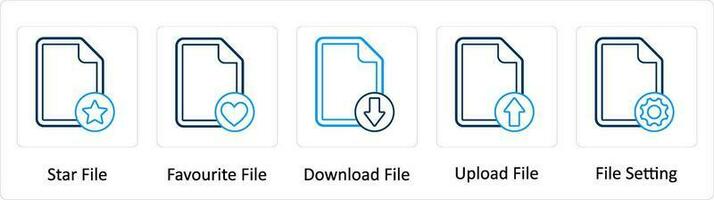 un' impostato di 5 extra icone come stella file, preferito file, Scarica file vettore