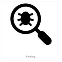 trova insetto e ricerca icona concetto vettore