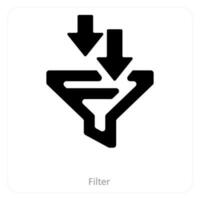 filtro e imbuto icona concetto vettore