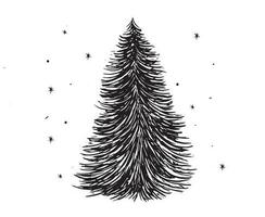 set di alberi di natale, illustrazioni disegnate a mano. vettore