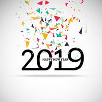 2019 Happy New Year text colorful shiny background vettore