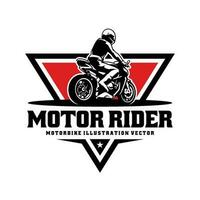 motociclista equitazione motociclo illustrazione logo vettore