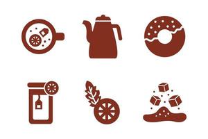 pacchetto di icone di stile silhouette caffè e tè tea vettore