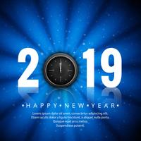 2019 Happy New Year text colorful shiny background vettore