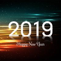 2019 Happy New Year text colorful shiny background  vettore